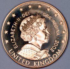 Obverse of UK 5 Pattern Coin