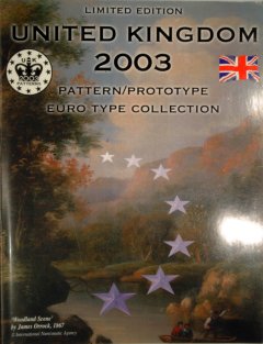 Front Cover of 2003 British 8 Coin Euro Pattern Set